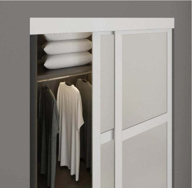 3-Lite Indoor Studio MDF Wood with Vinyl Frame and Frosted Glass Sliding Closet Door EJ819