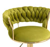 37.8 in. Swivel Adjustable Height Golden Metal Frame Cushioned Bar Stool with Green Velvet Seat