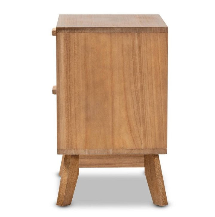 Baden Wood with Rattan 2 - Drawer Nightstand Walnut Brown