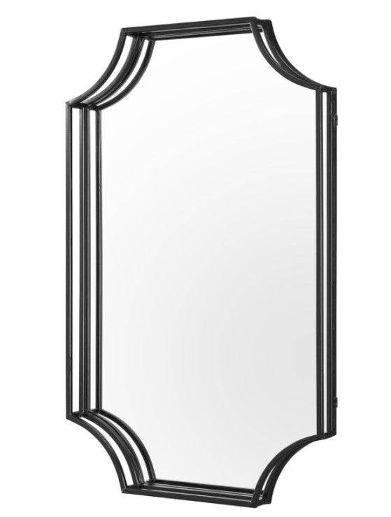 Black Rectangle  Notched Corner Framed Mirror K8439