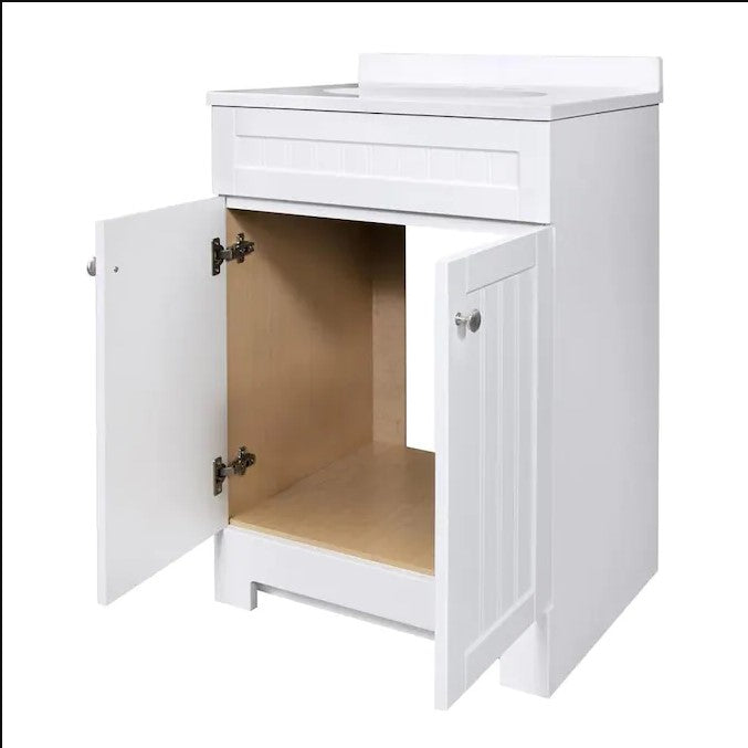 Style Selections Ellenbee 24-in White Single Sink Bathroom Vanity with White Cultured Marble Top
