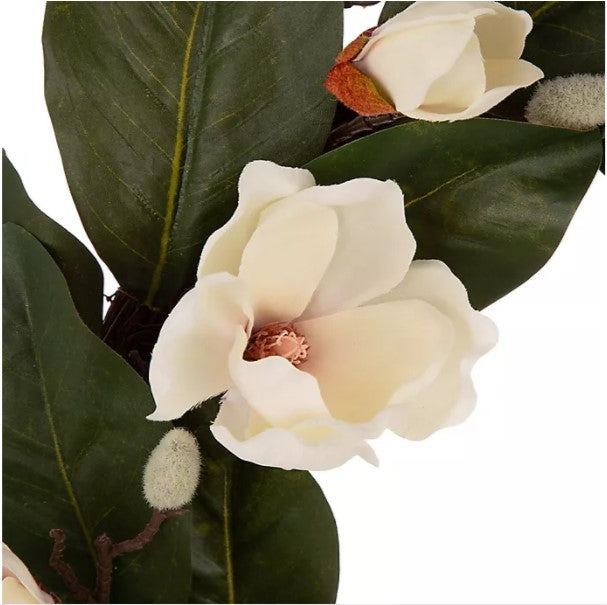 24-Inch Artificial Magnolia Wreath K7993