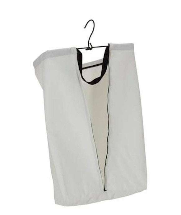 White Hanging Laundry Bag with Black Trim