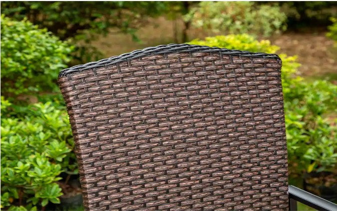 SET OF 2 Rattan Metal Patio Outdoor Dining Chair