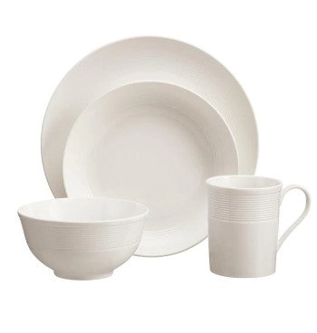 Kempton 16-Piece White Stoneware Dinnerware Set (Service for 4) CL533