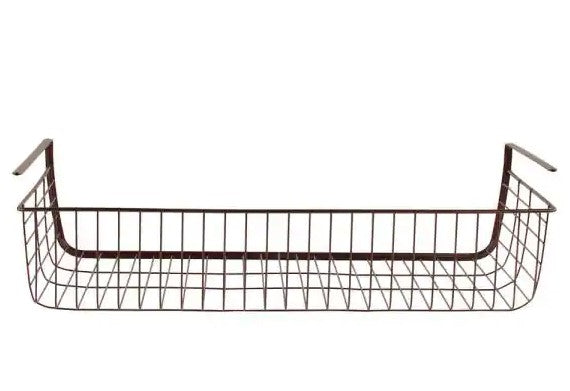 5.75 in. x 21 in. x 10.25 in. Steel Large Over the Shelf Basket in Bronze