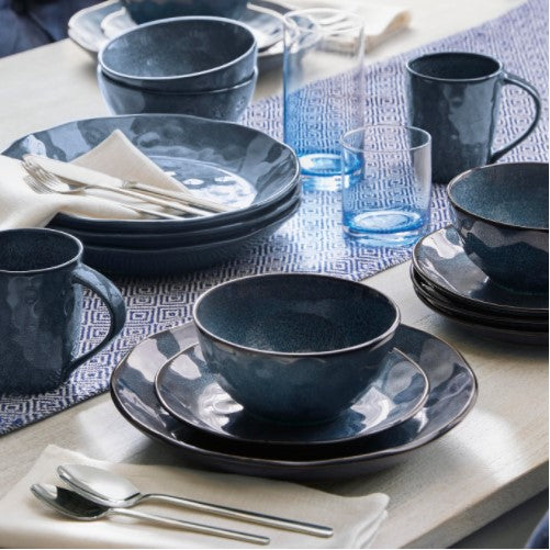 Taite 16-Piece Reactive Glaze Midnight Blue Stoneware Dinnerware Set (Service for 4) CL531