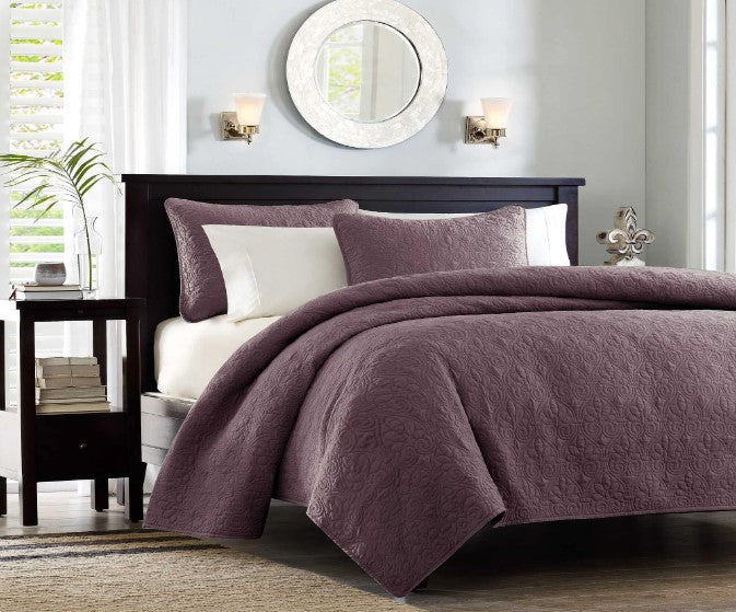 3 Piece Purple King Coverlet Set