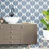 20.5in x 16.5ft Hygge Fern Damask Blue and White Peel and Stick Wallpaper, Set of 4