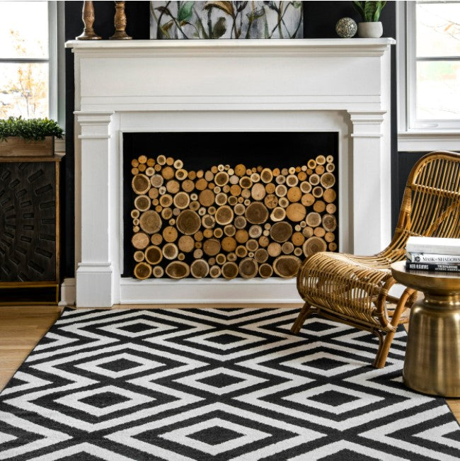 Zadie Geometric Black Area Rug DRug151-B2-S2