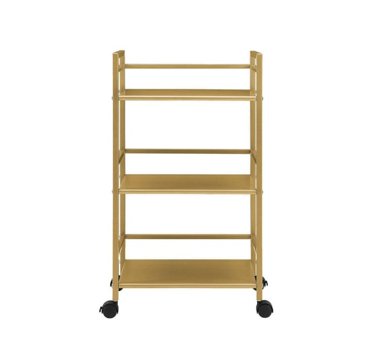 3 Shelves Helix Metal Rolling Utility Cart Gold