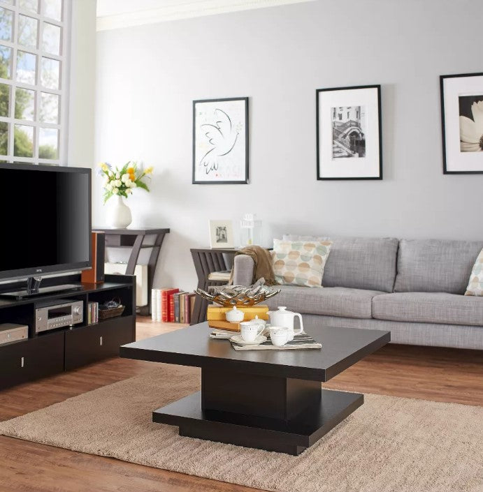 Traci Contemporary Pagoda Style Coffee Table Black