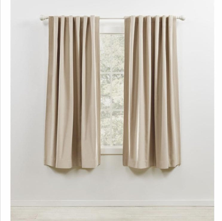 52 In x 96 In Waller Blackout Solid 100% Cotton with Lining Rod Pocket Curtain Panel, (Set of 2)