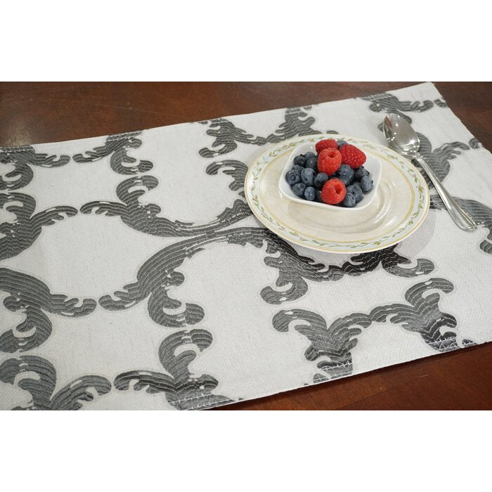 Scroll Printed Fabric 13" Placemat (Set of 8) EE1072