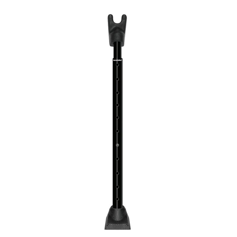 Black 2-in-1 Door Stopper/Door Knob Jammier, Sliding Door Block/Security Bar - Durable & Rugged Latch (Part number: SECURITYBARB) CL910