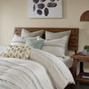 Full/Queen Comforter + 2 Standard Shams Gray/Gold Seddon Boho, Mid-Century 3 Piece Stripe Cotton Comforter Set With Tassels