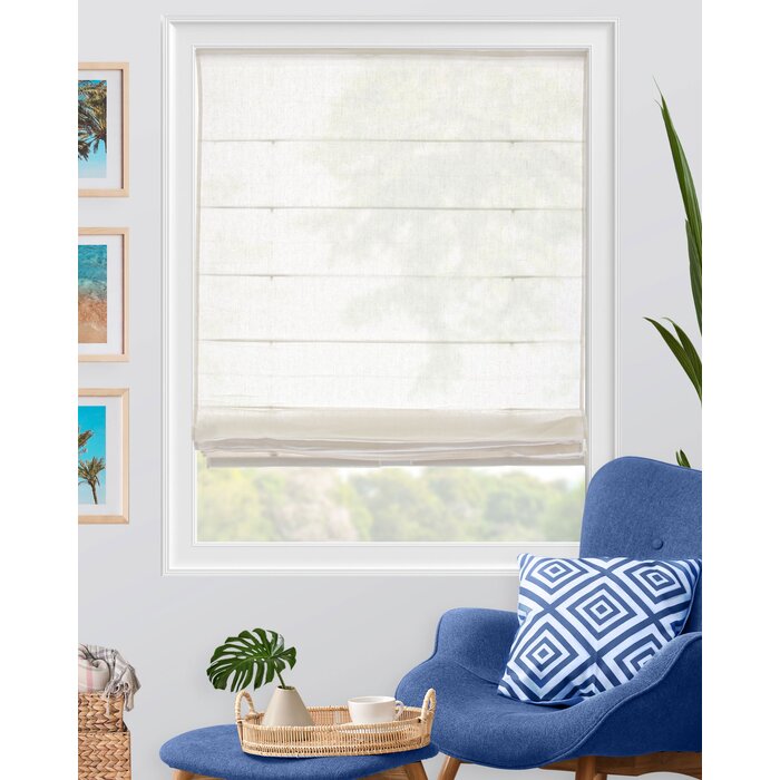 34" W x 64" L Semi-Sheer White Roman Shade