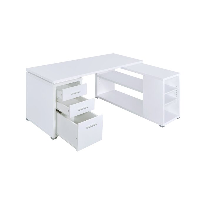 White Senga L-Shape Executive Desk