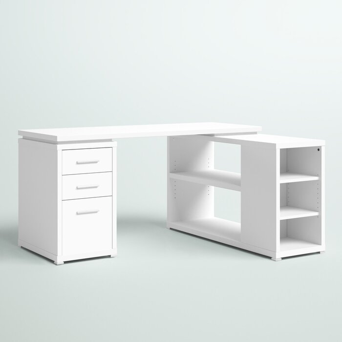 White Senga L-Shape Executive Desk