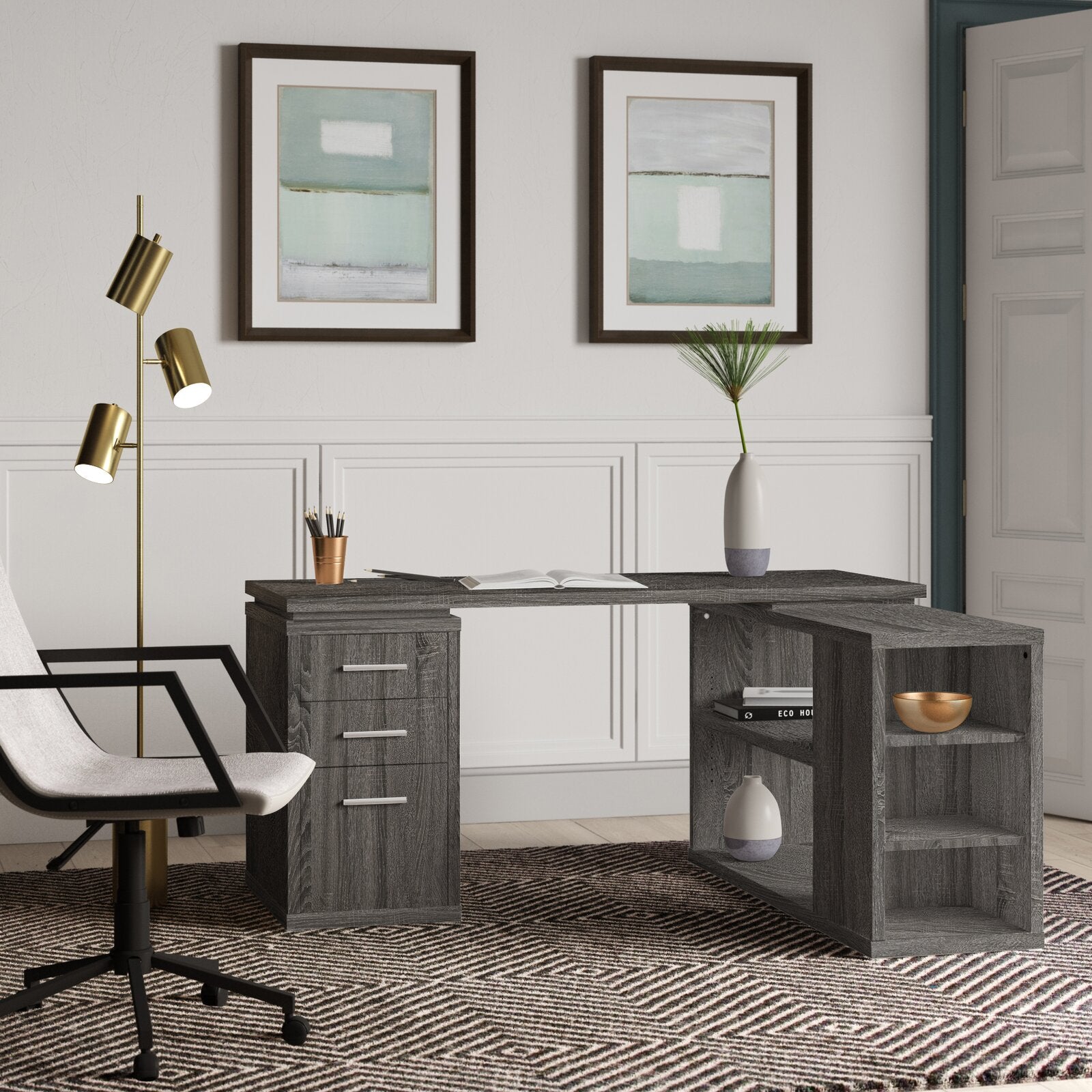 Dark Gray Senga Reversible L-Shape Executive Desk TTR416