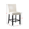 White Set Of 2 Bar Stool With Middle Back, Solid Wood Legs, Breathing Leather, Upholstered Stools (Set of 2)