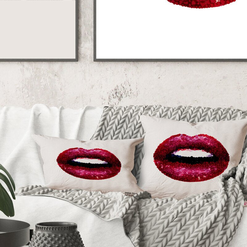 18" x 18" Sexy Woman Lips Square Pillow Cover and Insert
