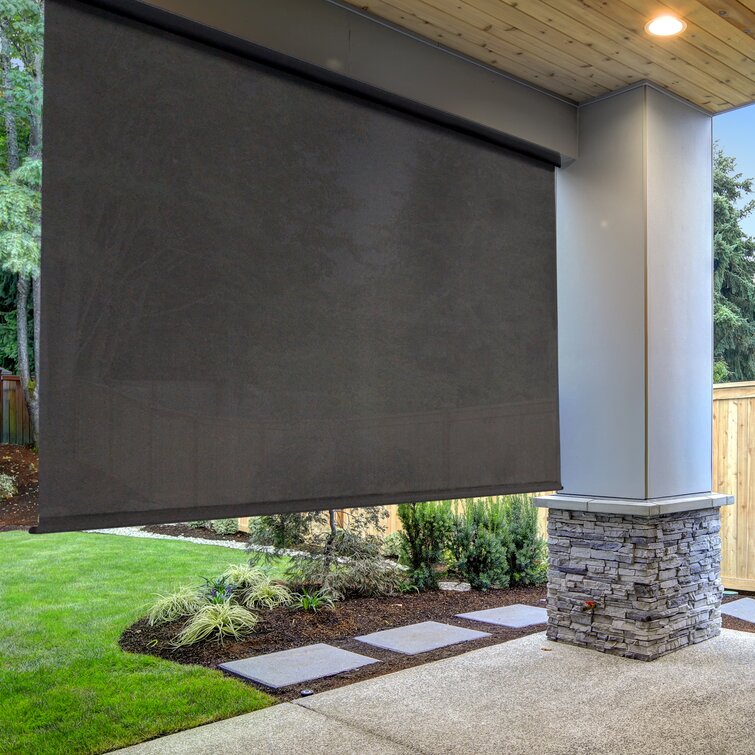 84"W x 96" L Mahogany Sharice Semi-Sheer Outdoor Roller Shade