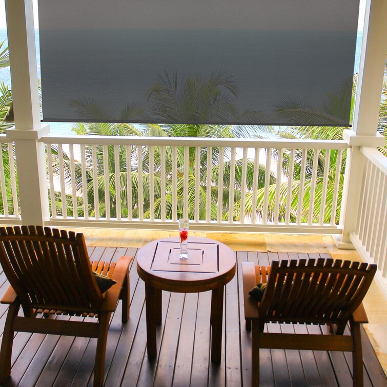 84"W x 96" L Mahogany Sharice Semi-Sheer Outdoor Roller Shade