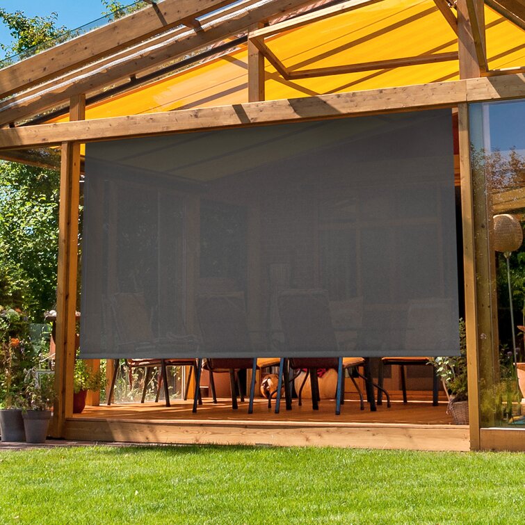 84"W x 96" L Mahogany Sharice Semi-Sheer Outdoor Roller Shade