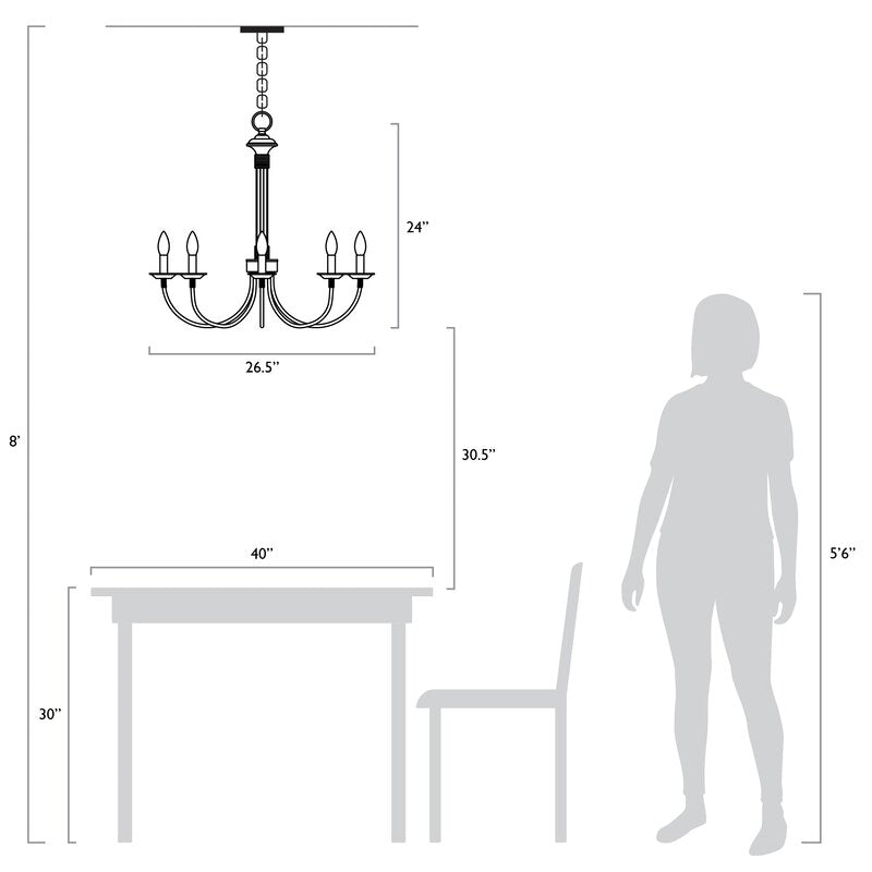 Black Shaylee  8 - Light Candle Style Empire Chandelier K7871