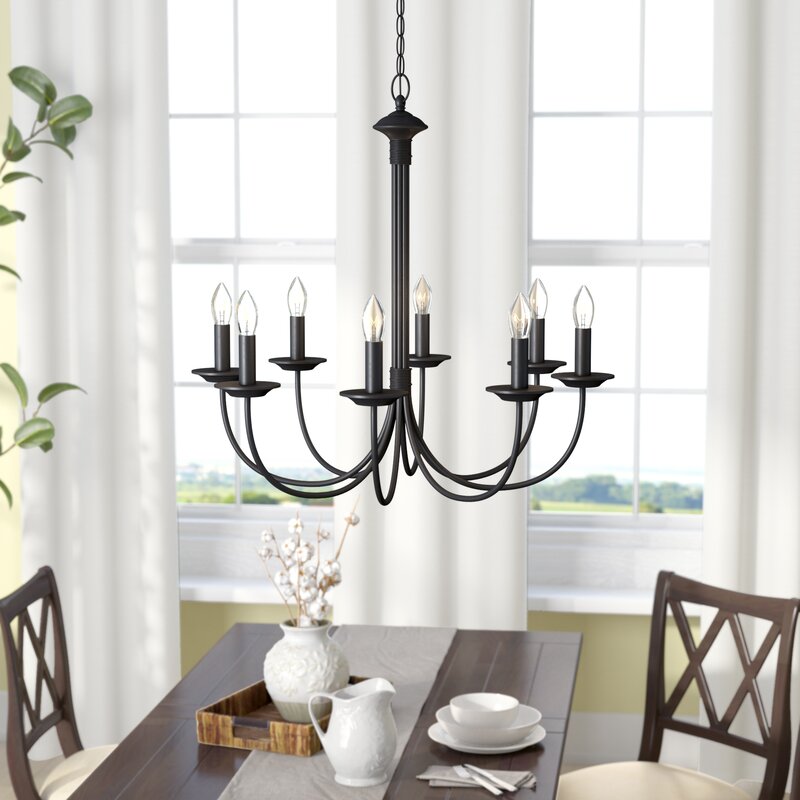 Black Shaylee  8 - Light Candle Style Empire Chandelier K7871