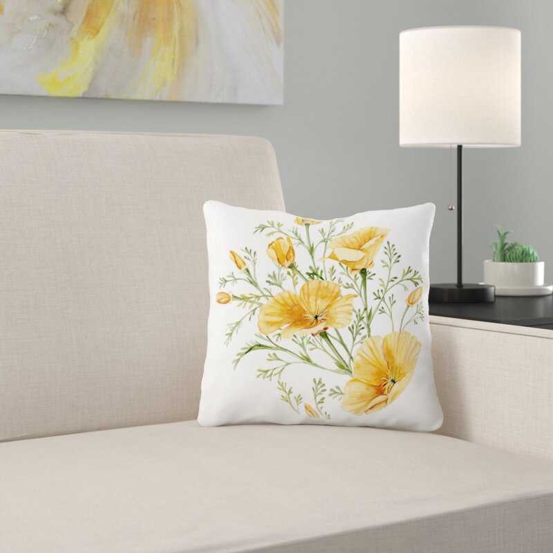 14" x 14" Shealeen Louise California Poppies Floral Throw Pillow Cover, B129-DS614