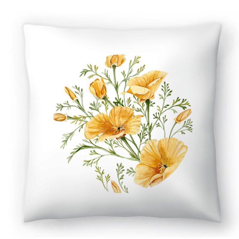 14" x 14" Shealeen Louise California Poppies Floral Throw Pillow Cover, B129-DS614