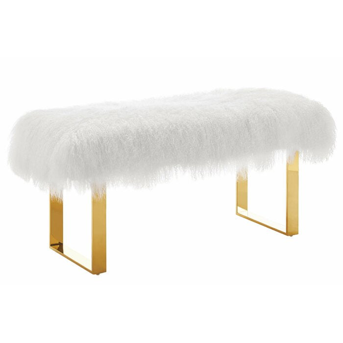 White Sheepskin Bench