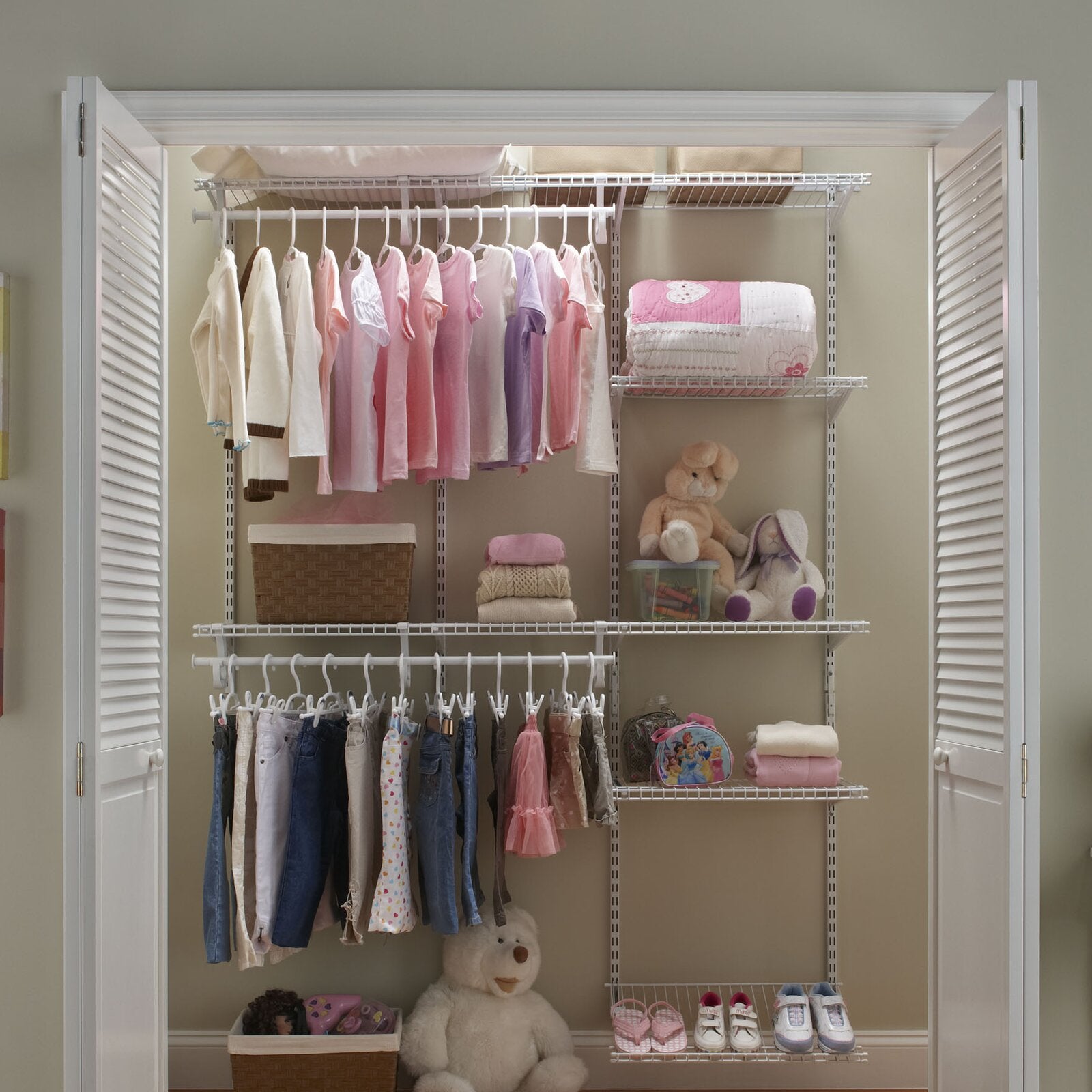 White ShelfTrack 60" W - 96" W Closet System Starter Kit TTR500