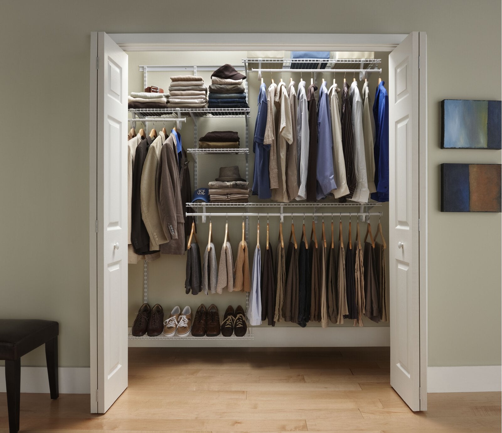 White ShelfTrack 60" W - 96" W Closet System Starter Kit TTR500