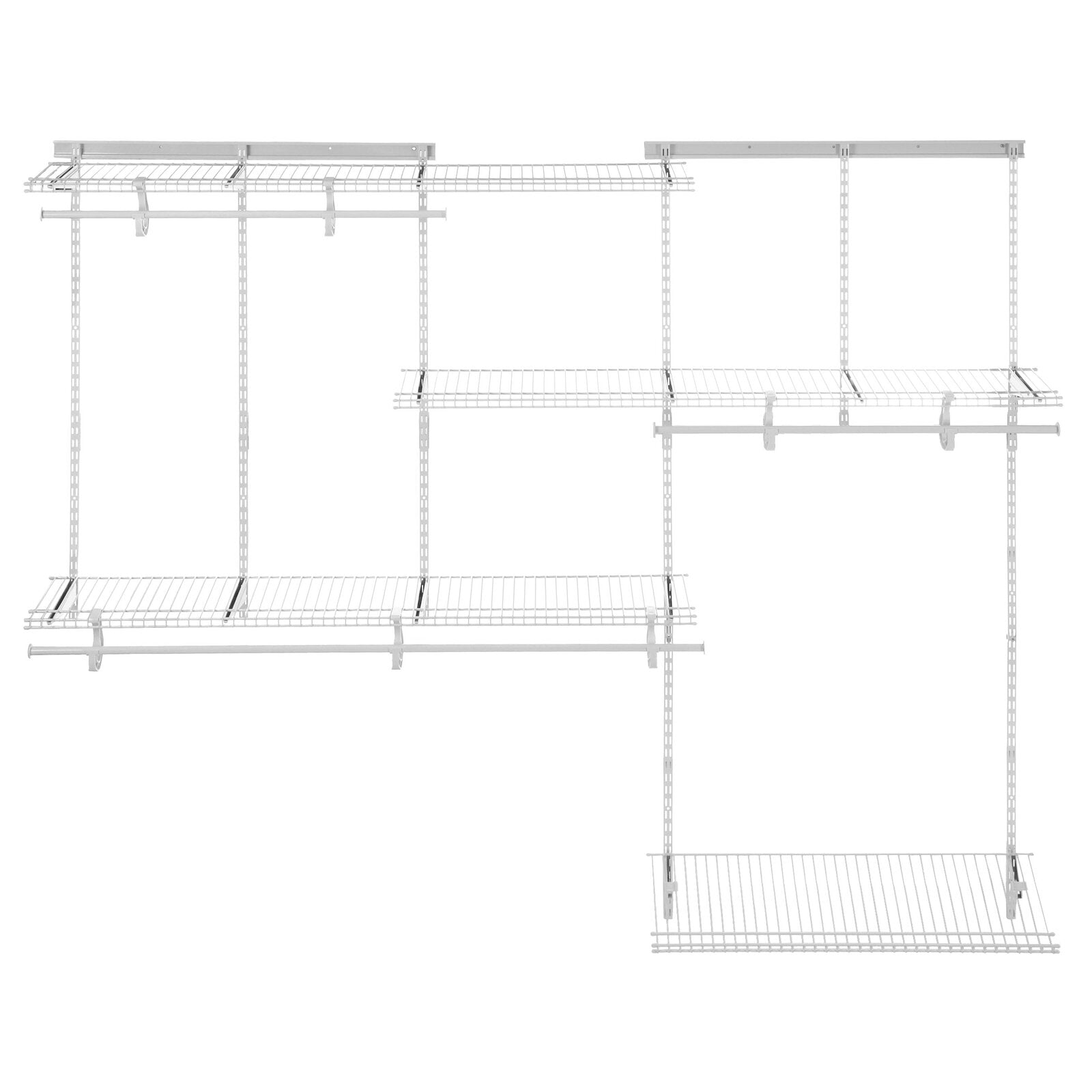 White ShelfTrack 60" W - 96" W Closet System Starter Kit TTR500
