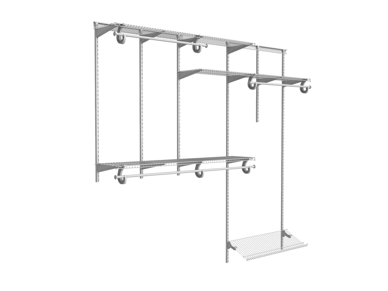 White ShelfTrack 60" W - 96" W Closet System Starter Kit TTR500