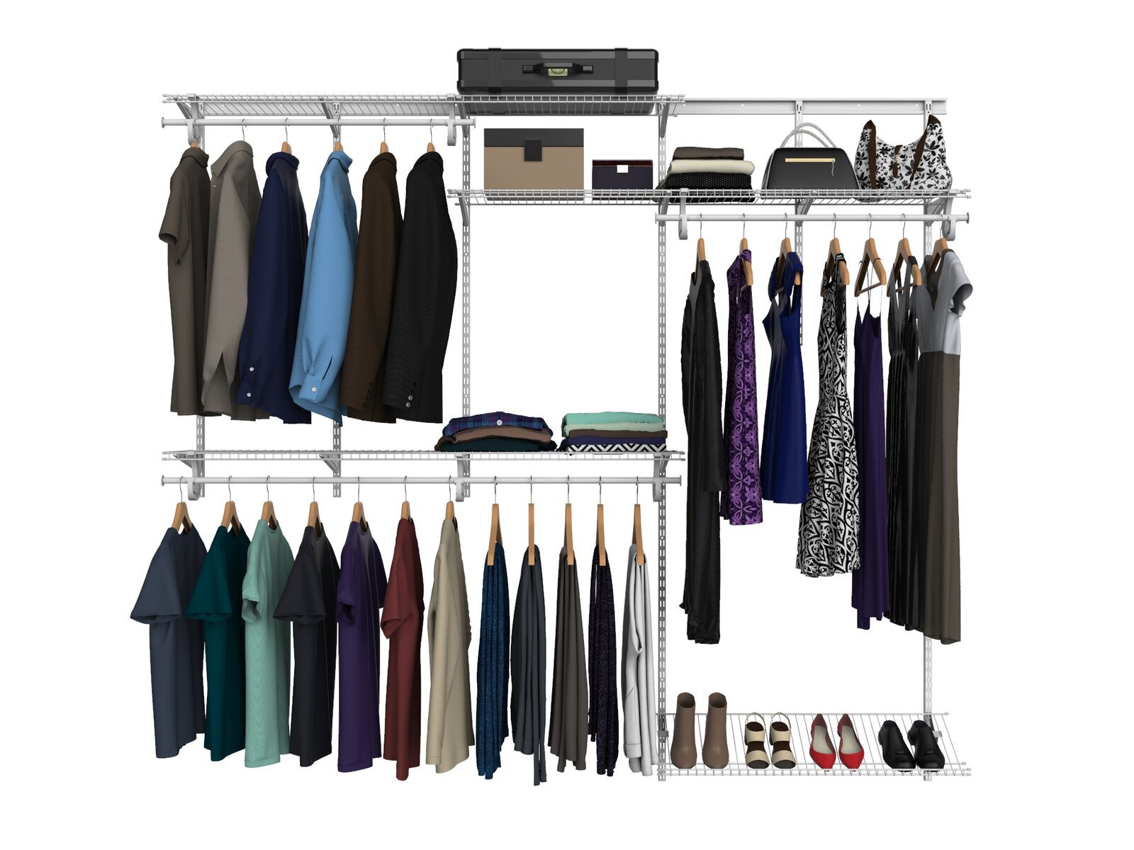 White ShelfTrack 60" W - 96" W Closet System Starter Kit TTR500