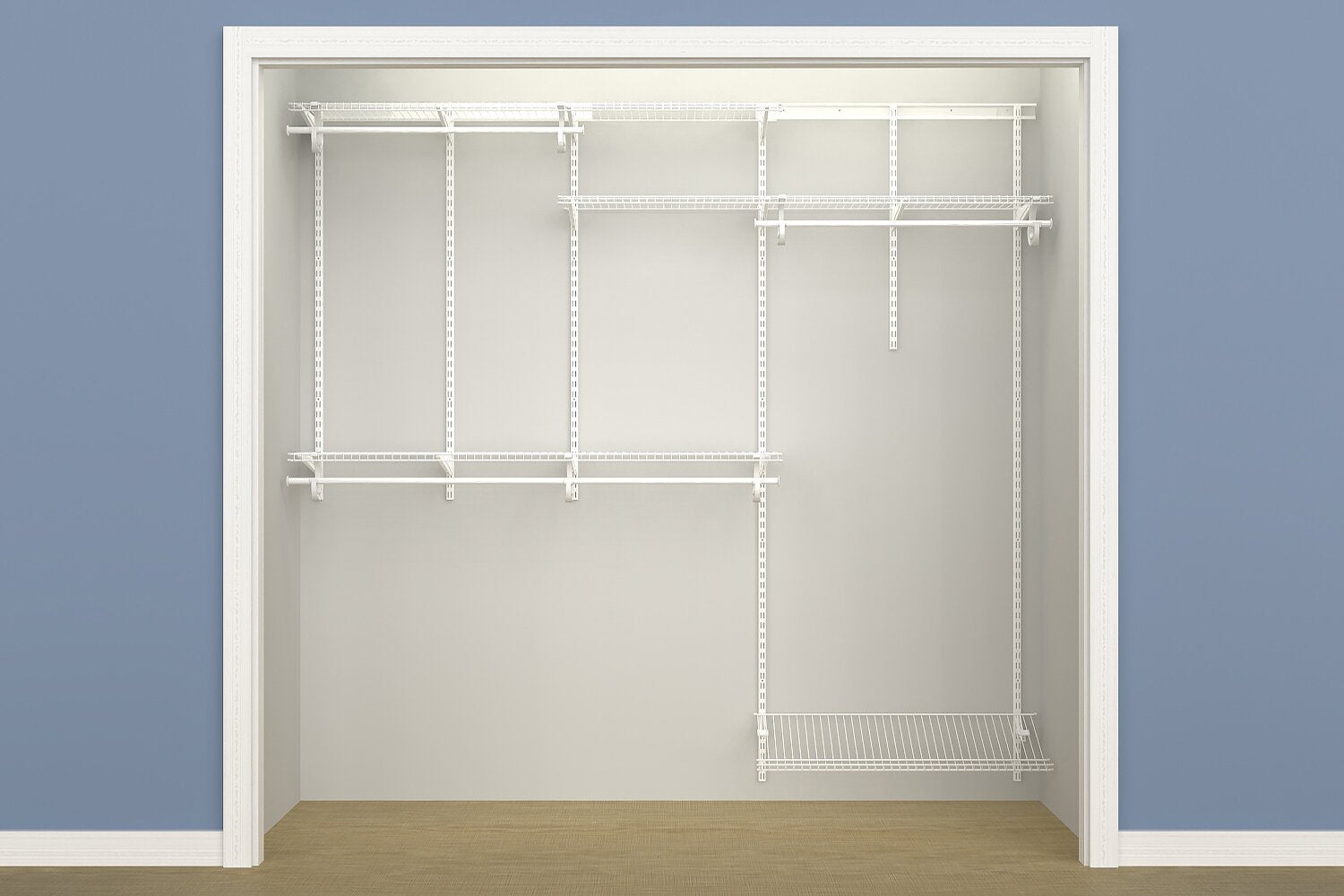 White ShelfTrack 60" W - 96" W Closet System Starter Kit TTR500