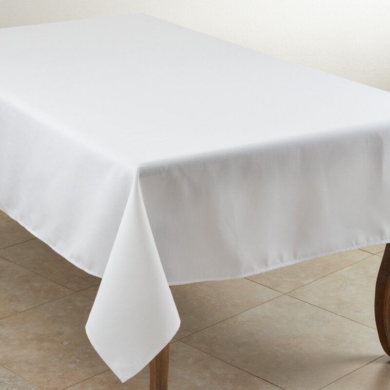 60" L x 60" W White Sherry Polyester Tablecloth