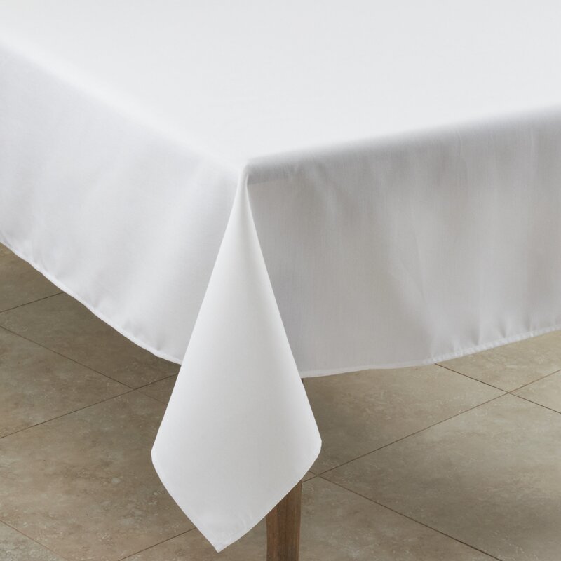 60" L x 60" W White Sherry Polyester Tablecloth