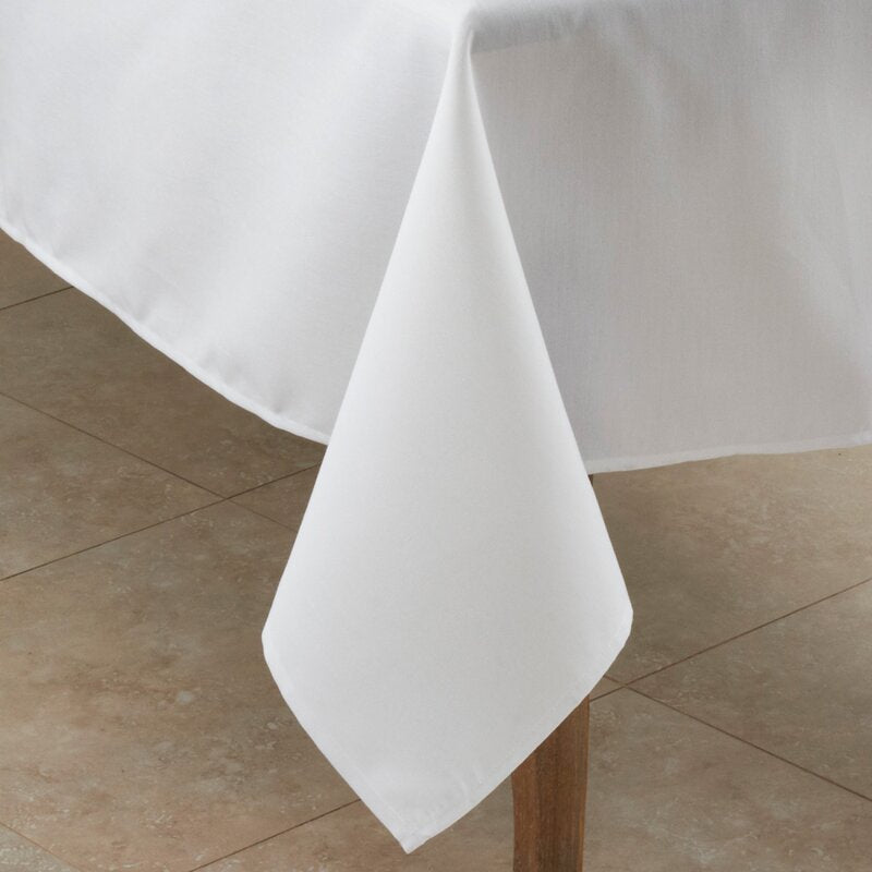 60" L x 60" W White Sherry Polyester Tablecloth