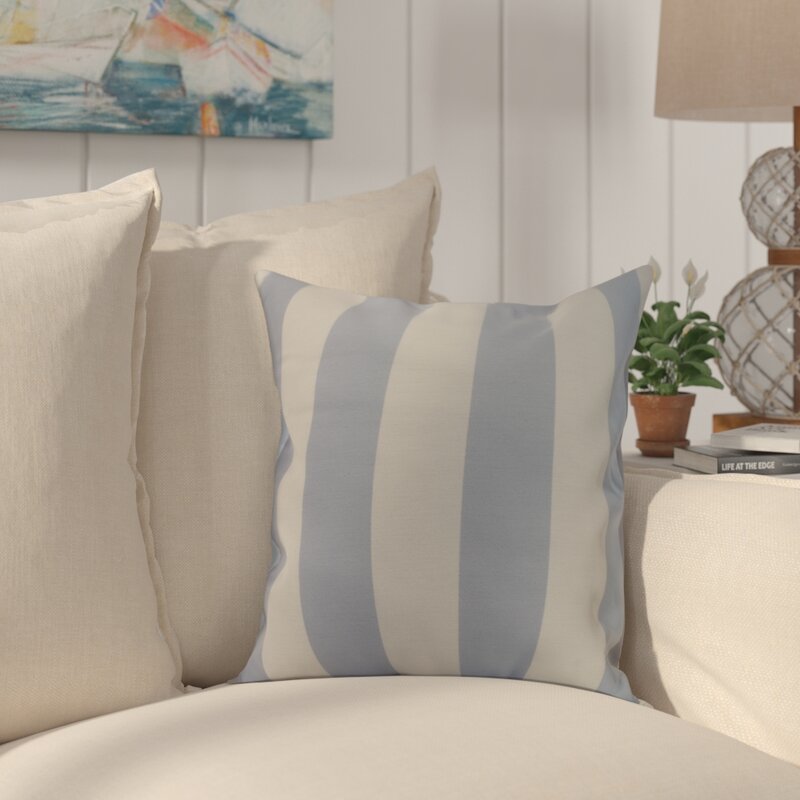18" x 18" Blue Shetland Stripe Print Outdoor Pillow Cover & Insert AT119