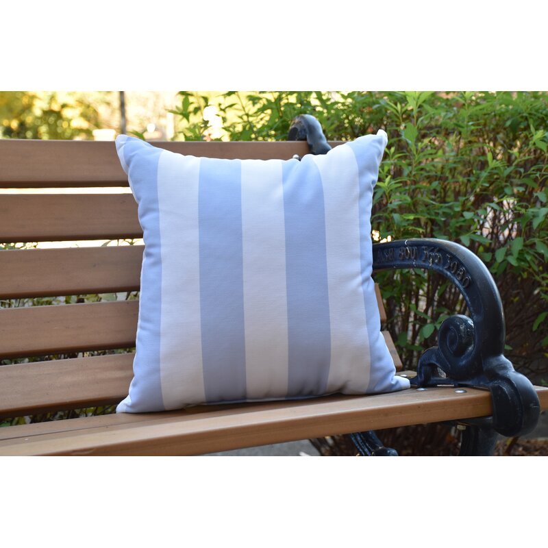 18" x 18" Blue Shetland Stripe Print Outdoor Pillow Cover & Insert AT119