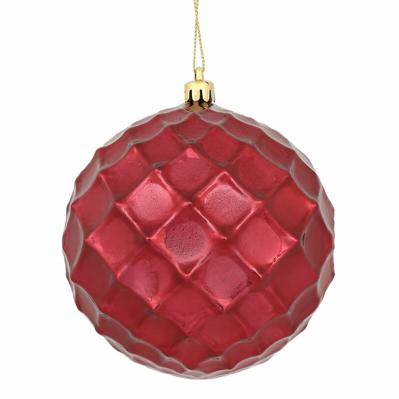 Wine Shiny Diamond Bauble Ball Ornament (Set of 4), LC396