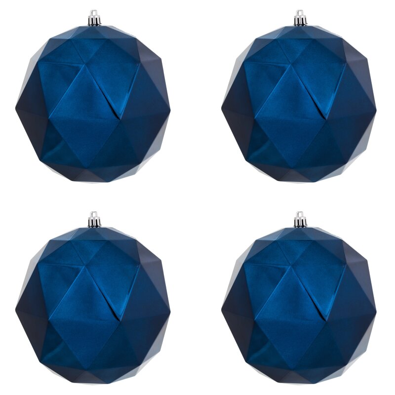 6" H x 6" W x 6" D Midnight Blue Shiny Shiny Geometric Ball Ornament (Set of 4) CYS289