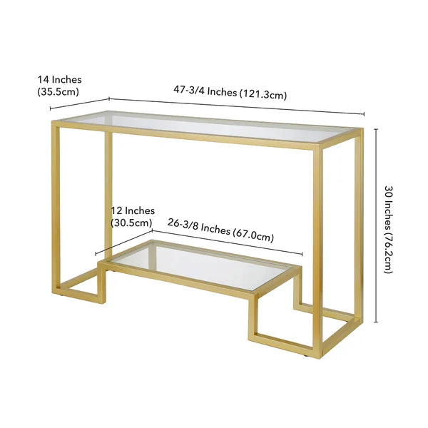 30" H x 47.75" W x 14" D Gold Shumake Console Table