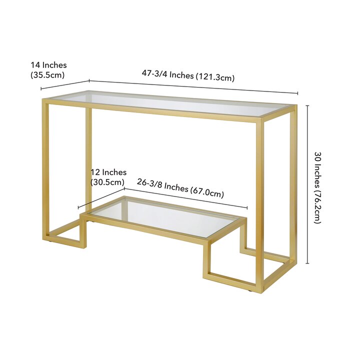 30" H x 47.75" W x 14" D Gold Shumake Console Table