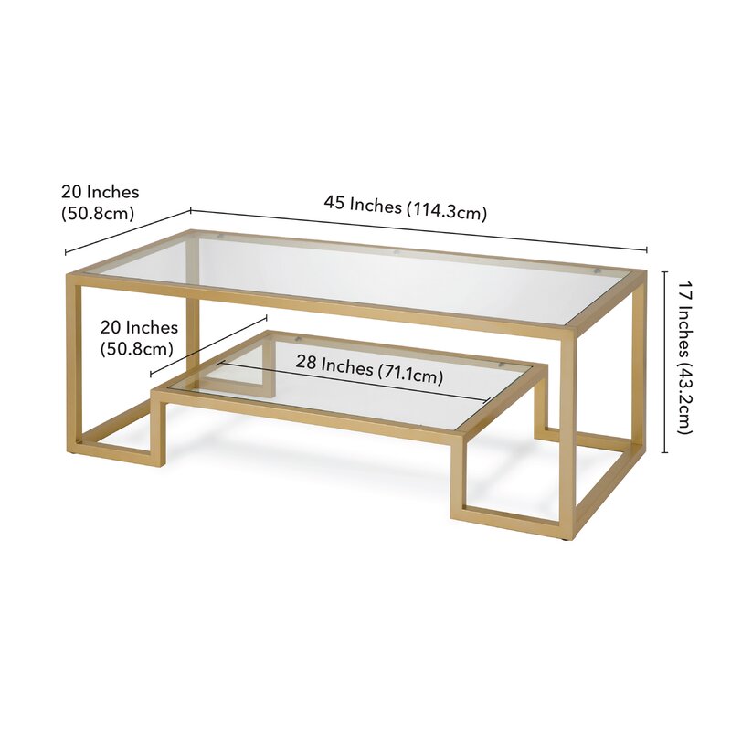 17" H x 45" L x 20" W Shumake Frame Coffee Table with Storage